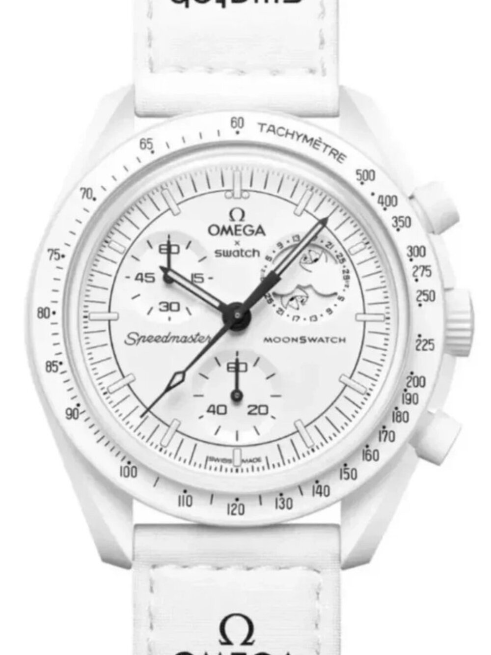 Omega x Swatch Tripartite Collaboration White Snoopy Moon Phase Chronograph Watc - Picture 2 of 8